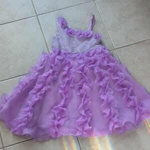 Lavender Ruffled Kids Floral Special Occasion Dress Girls Size 10